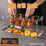 BBQs & Accessories: Foldable Stainless Steel Barbecue Grill Rack for Chicken Legs Outdoor Cooking