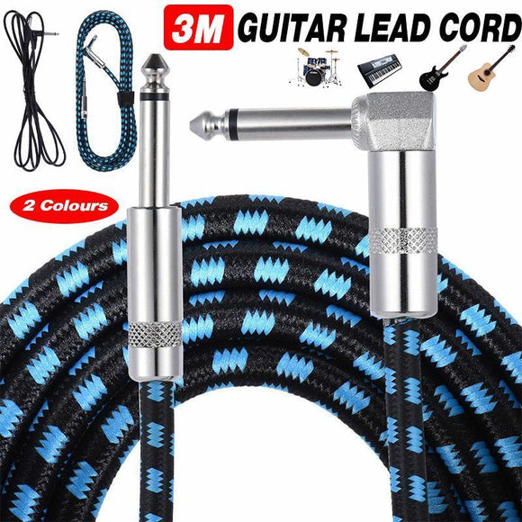 3M Guitar Amp Cable 6.35mm Mono Jack to Jack Lead for Electric Instruments - 3M Black Cable
