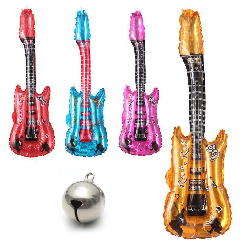 Balloons: Guitar Foil Balloon Air Fill Rock and Roll Music Party Wedding Birthday Decoration - Gold