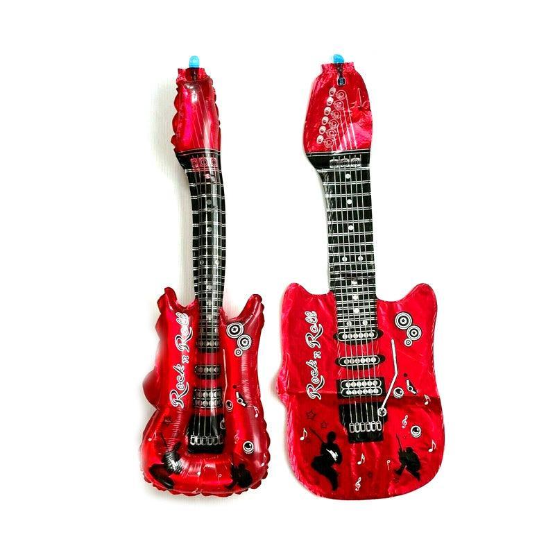 Balloons: Guitar Foil Balloon Air Fill Rock and Roll Music Party Wedding Birthday Decoration - Gold