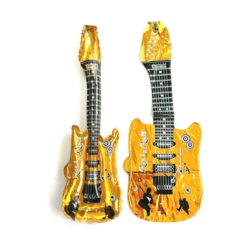 Balloons: Guitar Foil Balloon Air Fill Rock and Roll Music Party Wedding Birthday Decoration - Rose Red