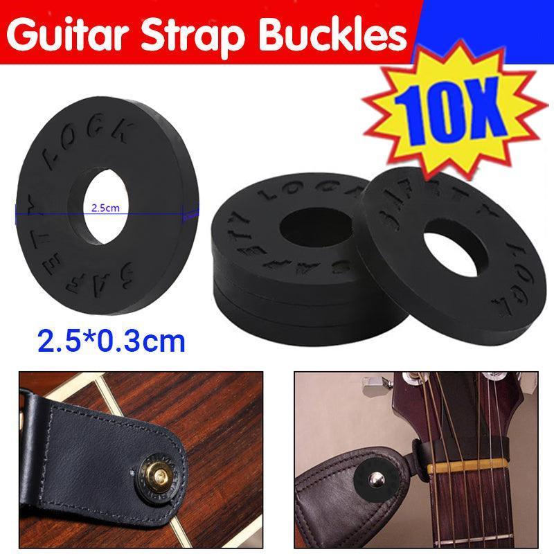Guitars: 10X Black Guitar Strap Locks Anti-Slip for Acoustic Electric & Bass Guitars