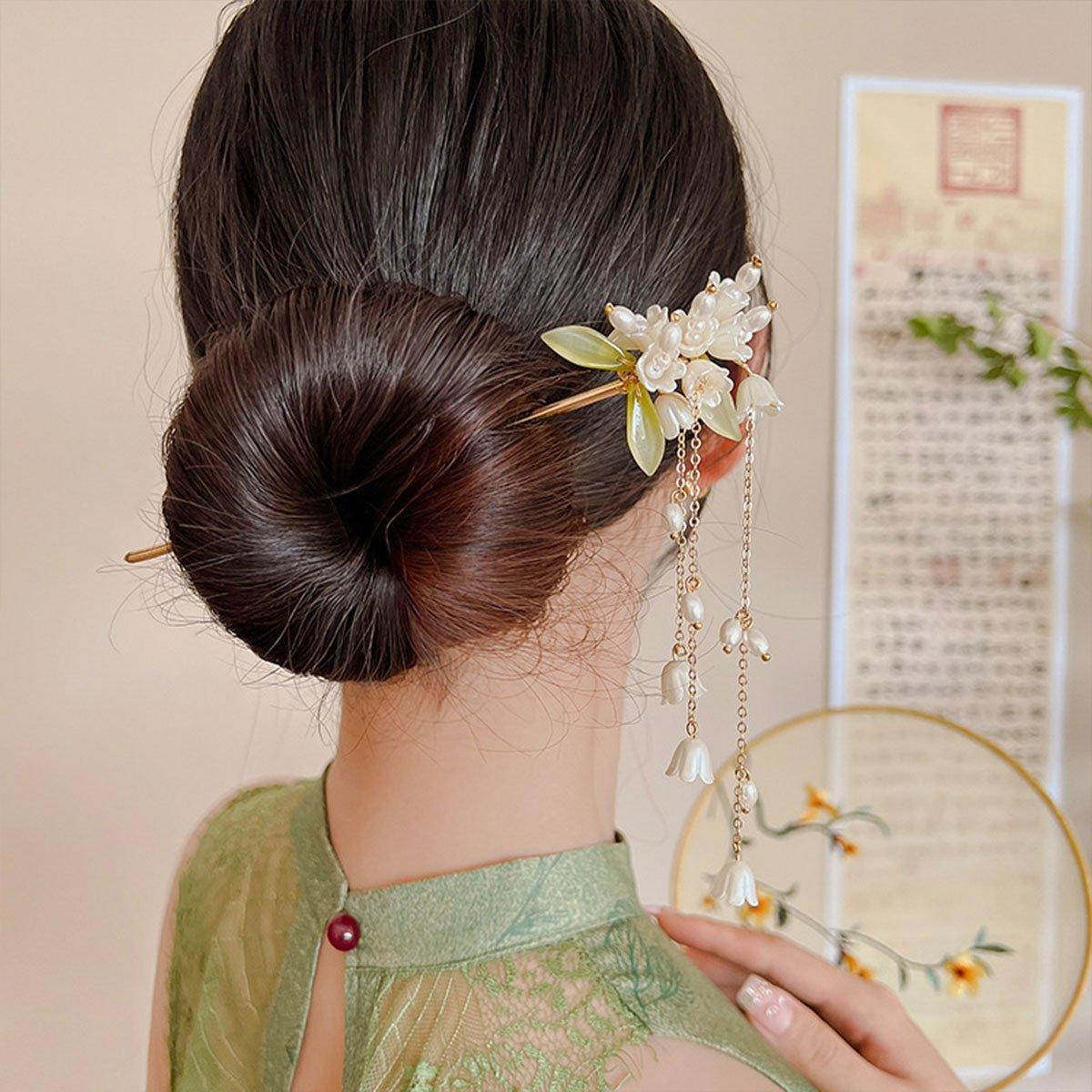 Women's Accessories: Chinese Style Lily of the Valley Fringe Hairpin Hanfu Headdress Accessories