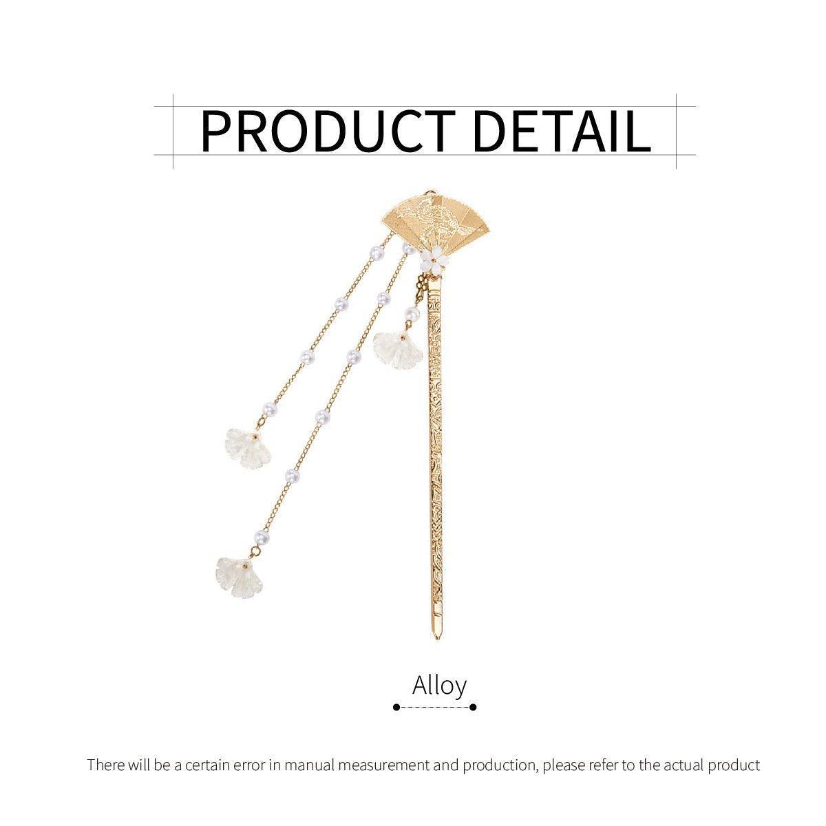 Women's Accessories: Chinese Style Hanfu Hairpin Folding Fan Fringe Headdress Accessories