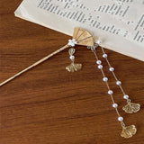 Women's Accessories: Chinese Style Hanfu Hairpin Folding Fan Fringe Headdress Accessories