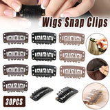 30pcs New Wig Snap Clips for Hair Extension Weft 32mm All Colors Hair Styling - Brown