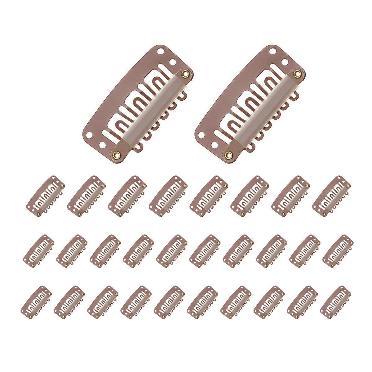 Hair Styling Tools: 30pcs New Wig Snap Clips for Hair Extension Weft 32mm All Colors Hair Styling - Brown