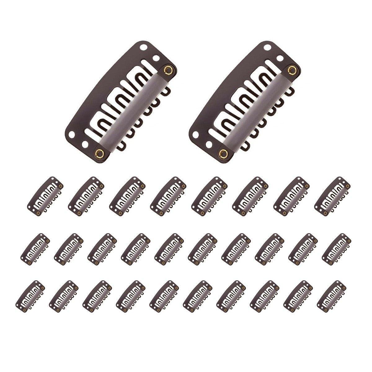 Hair Styling Tools: 30pcs New Wig Snap Clips for Hair Extension Weft 32mm All Colors Hair Styling - Brown