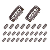 30pcs New Wig Snap Clips for Hair Extension Weft 32mm All Colors Hair Styling - Brown
