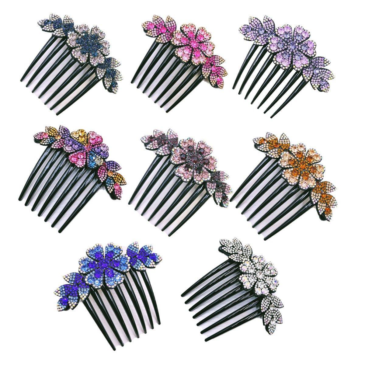 Hair Styling Tools: 8Pack Rhinestone Hair Comb Non-Slip Simple All-Match Hair Accessories Fork Comb