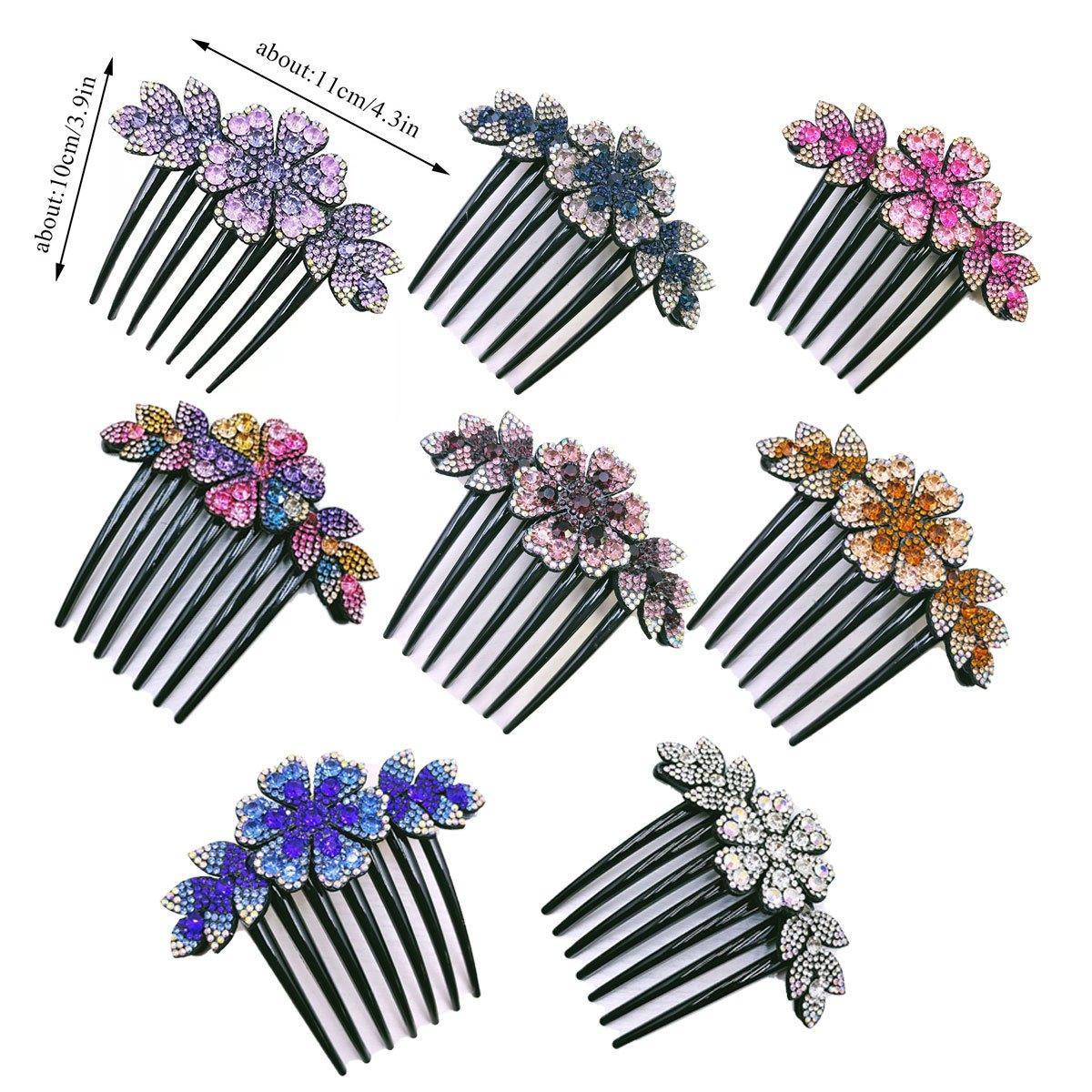 Hair Styling Tools: 8Pack Rhinestone Hair Comb Non-Slip Simple All-Match Hair Accessories Fork Comb