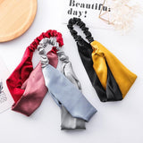 Women's Accessories: Women Chiffon Floral Print Headband Fashion Bohemian Elastic Cross Hair Bands - A-Green