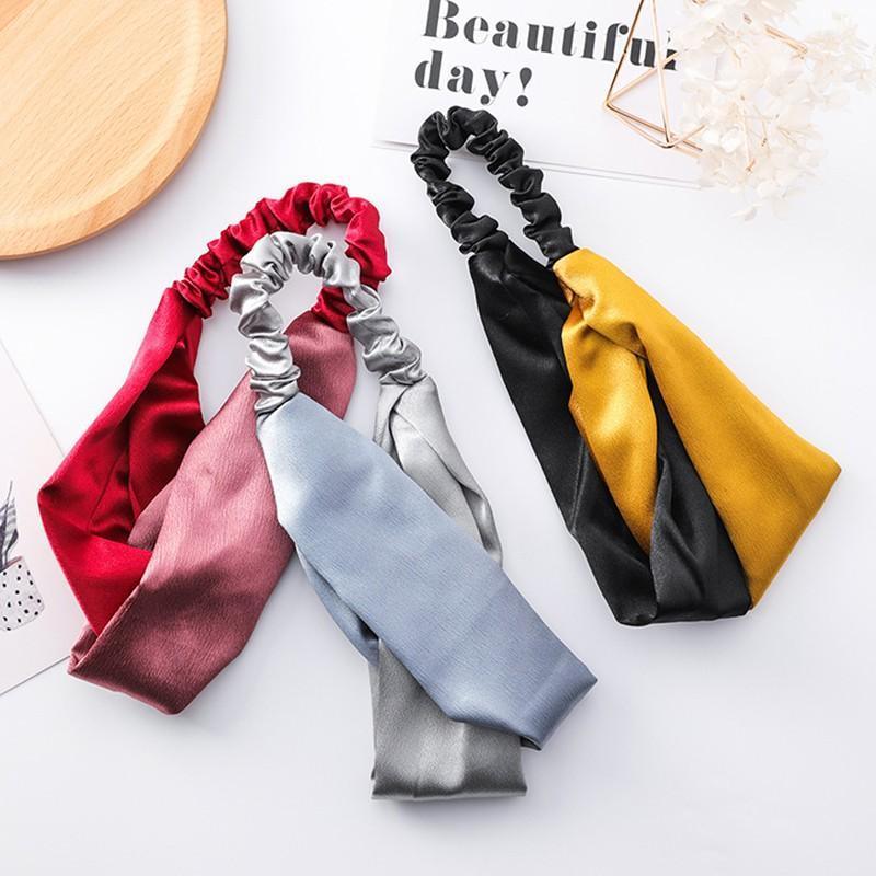 Women's Accessories: Women Chiffon Floral Print Headband Fashion Bohemian Elastic Cross Hair Bands - C-Red