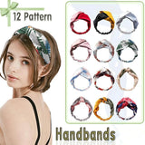 Women's Accessories: Women Chiffon Floral Print Headband Fashion Bohemian Elastic Cross Hair Bands - D-Brown