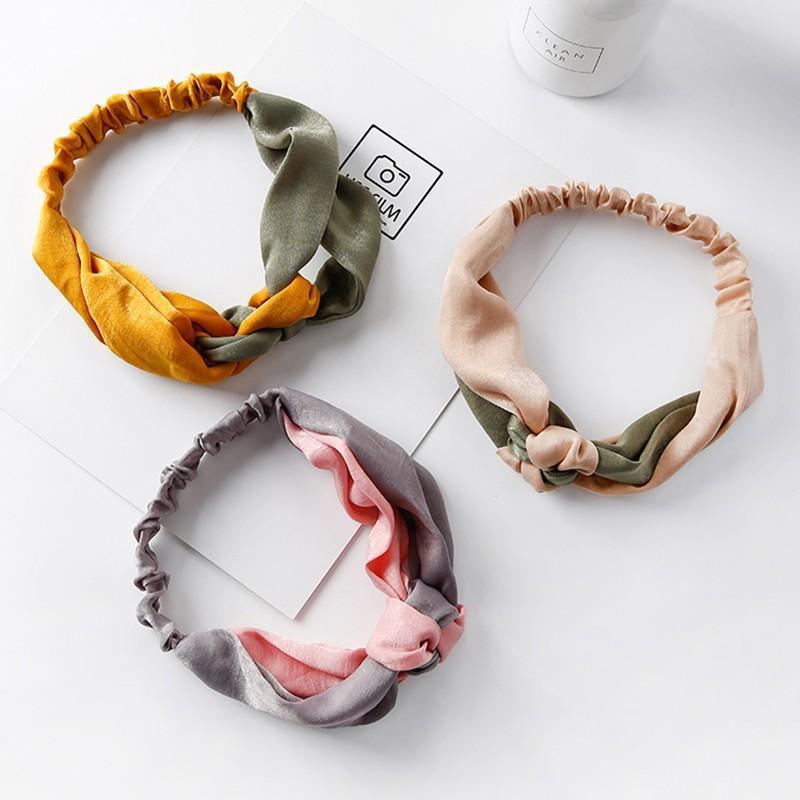 Women's Accessories: Women Chiffon Floral Print Headband Fashion Bohemian Elastic Cross Hair Bands - D-Brown