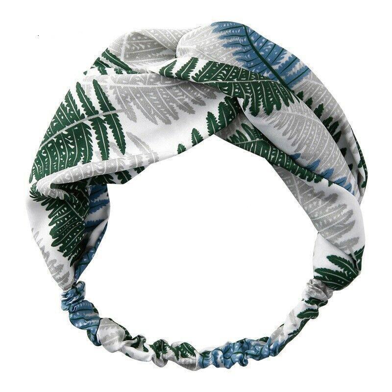 Women's Accessories: Women Chiffon Floral Print Headband Fashion Bohemian Elastic Cross Hair Bands - D-Brown
