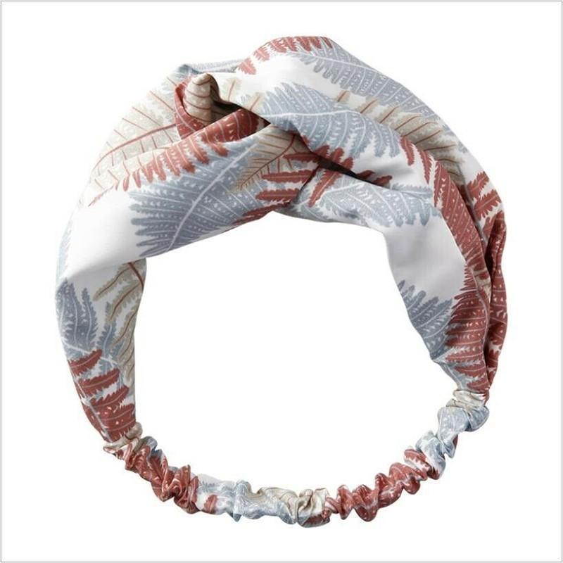 Women's Accessories: Women Chiffon Floral Print Headband Fashion Bohemian Elastic Cross Hair Bands - D-Brown