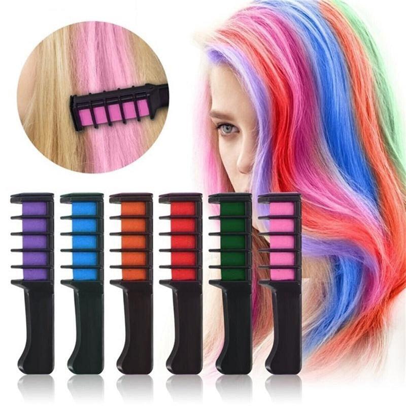 Hair Colouring: 10 Colours Hair Chalk Comb Kit Temporary Hair Dye for Parties and Creative Play