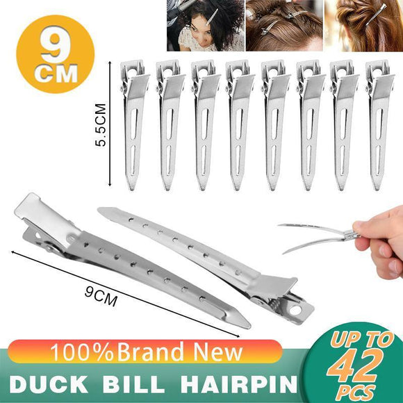 6-54X 9cm Hairdressing Sectioning Hair Clips Duck Bill Hairpin Salon Metal Curl Clips - 12PCS