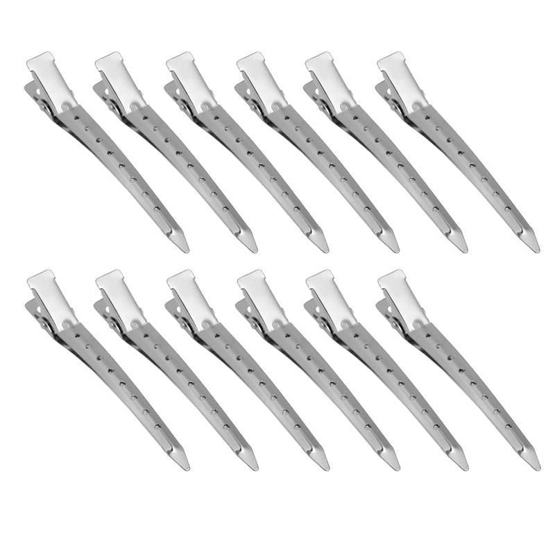 Women's Accessories: 6-54X 9cm Hairdressing Sectioning Hair Clips Duck Bill Hairpin Salon Metal Curl Clips - 12PCS