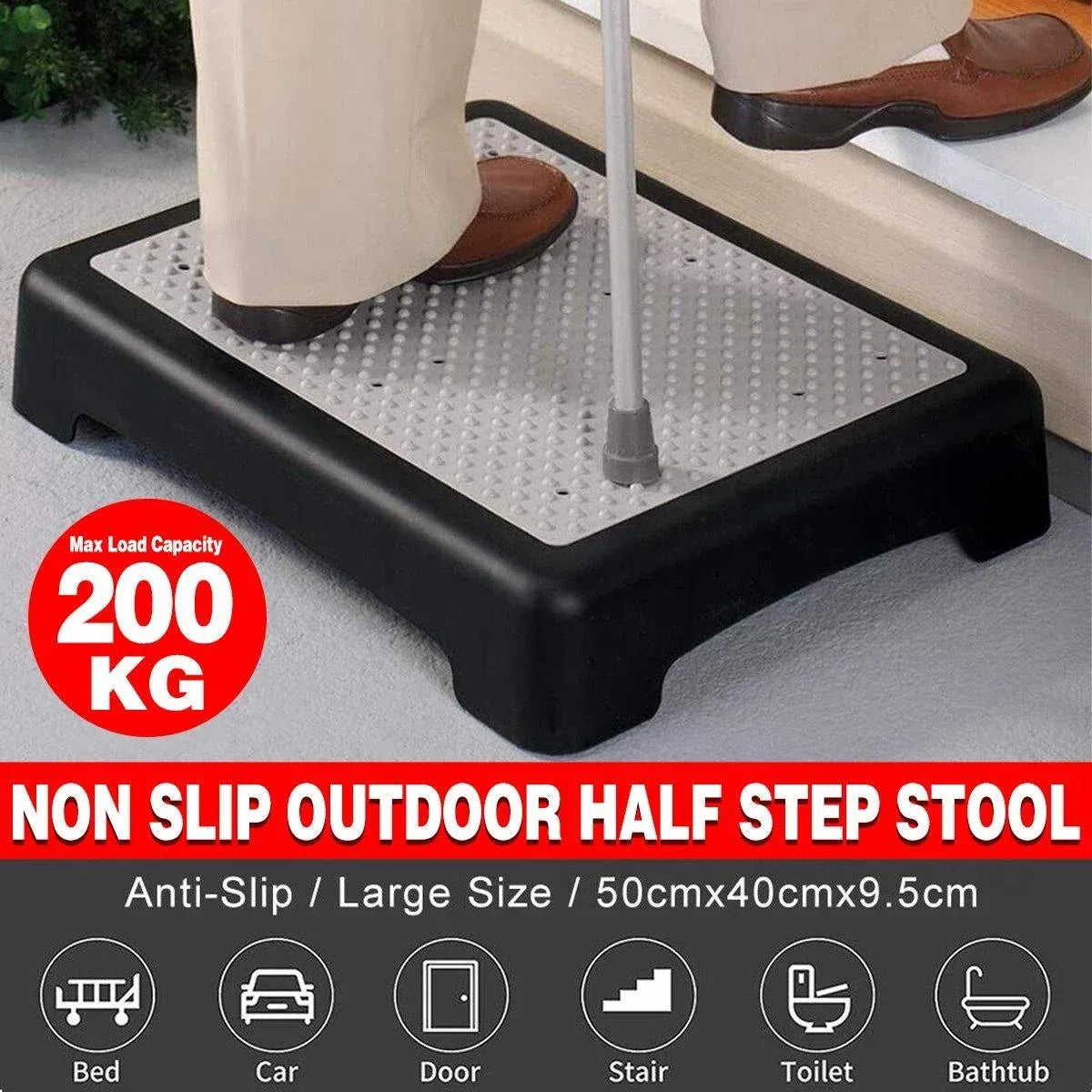 Non-Slip Half Step Stool 50 x 40 x 9.5 cm Indoor Outdoor Mobility Step, 1 Piece