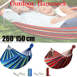 Hammocks & Accessories: Double Outdoor Hammock 260x150cm with Straps for Camping Hanging Tree Bed - Red