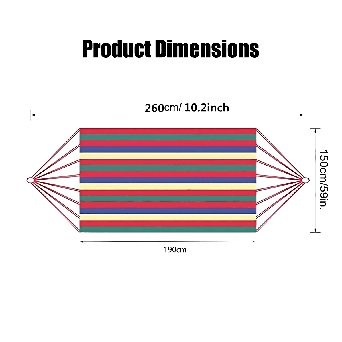 Hammocks & Accessories: Double Outdoor Hammock 260x150cm with Straps for Camping Hanging Tree Bed - Red