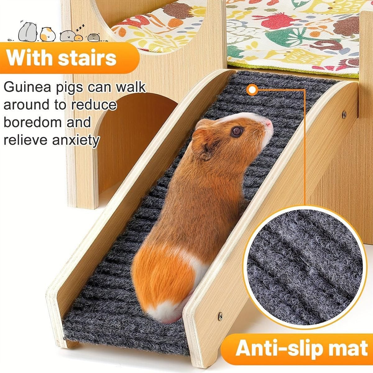 Natural-Finish Small Pet House with Ramp - 1 Piece