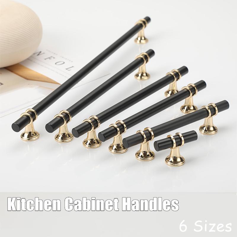 Door Hardware: Black Gold Design Kitchen Cabinet Handles Drawer Bar Handle Pull 96 128 160 192 320MM - 160mm