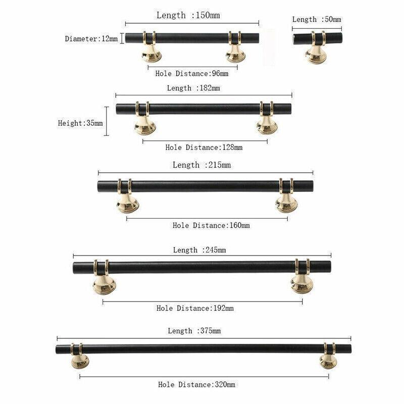 Door Hardware: Black Gold Design Kitchen Cabinet Handles Drawer Bar Handle Pull 96 128 160 192 320MM - 160mm