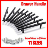 Door Hardware: 5PCS Black Kitchen Cabinet Door Handles Stainless Steel Door Drawer Pull T Bar - 350mm/224mm