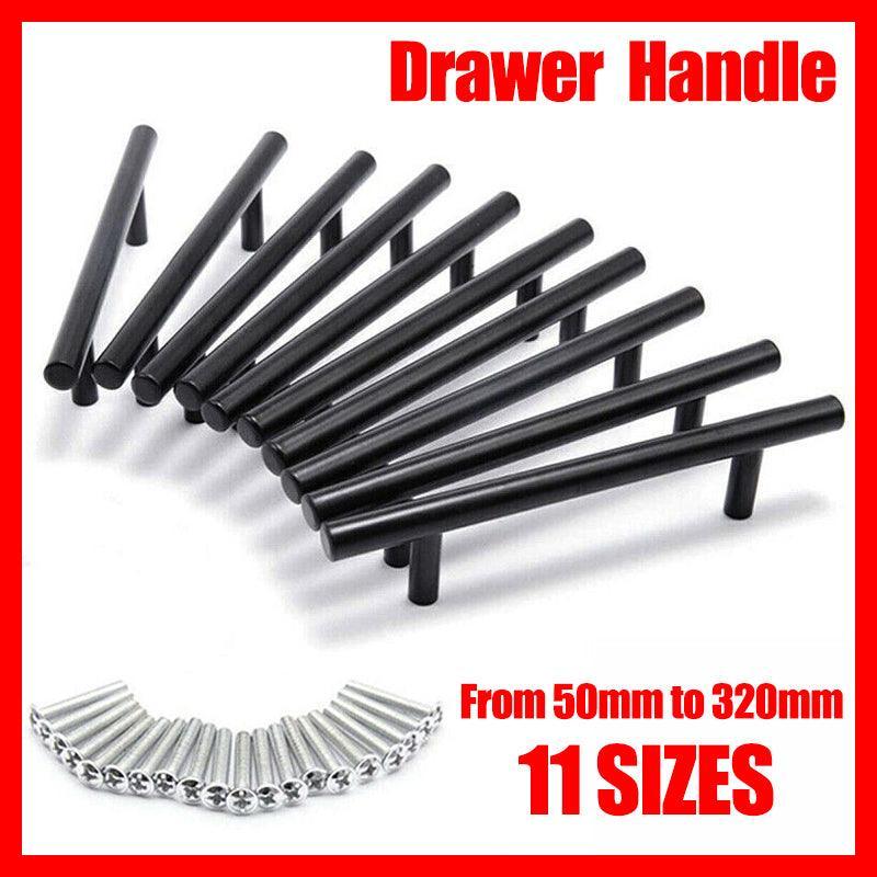 Door Hardware: 5PCS Black Kitchen Cabinet Door Handles Stainless Steel Door Drawer Pull T Bar - 500mm/320mm