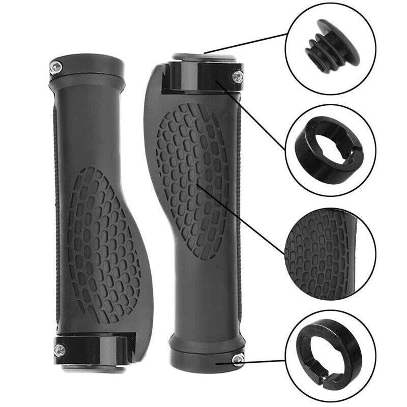 Bicycle Parts: Ergonomic MTB Bike Handlebar Grips 2PCS Lock On Rubber Cycling Mountain Bicycle - Black