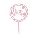 Party Supplies: Happy Birthday Acrylic Cake Topper Cake Decoration Golden Silver Party - P24