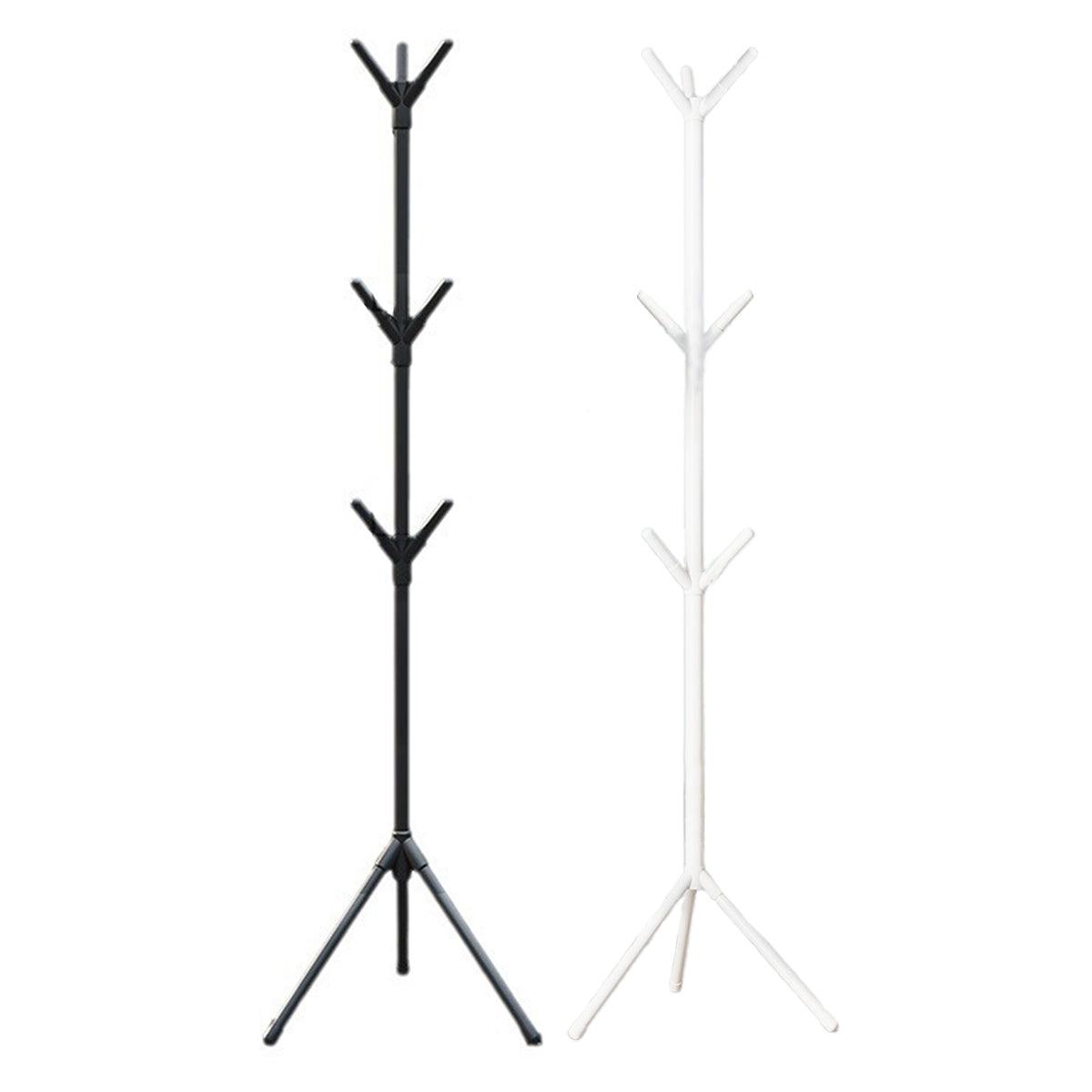 Clothing & Wardrobe Storage: 6Hooks Coat Stand Rack Clothes Hanger Hat Tree Jacket Umbrella Storage Organizer - Black