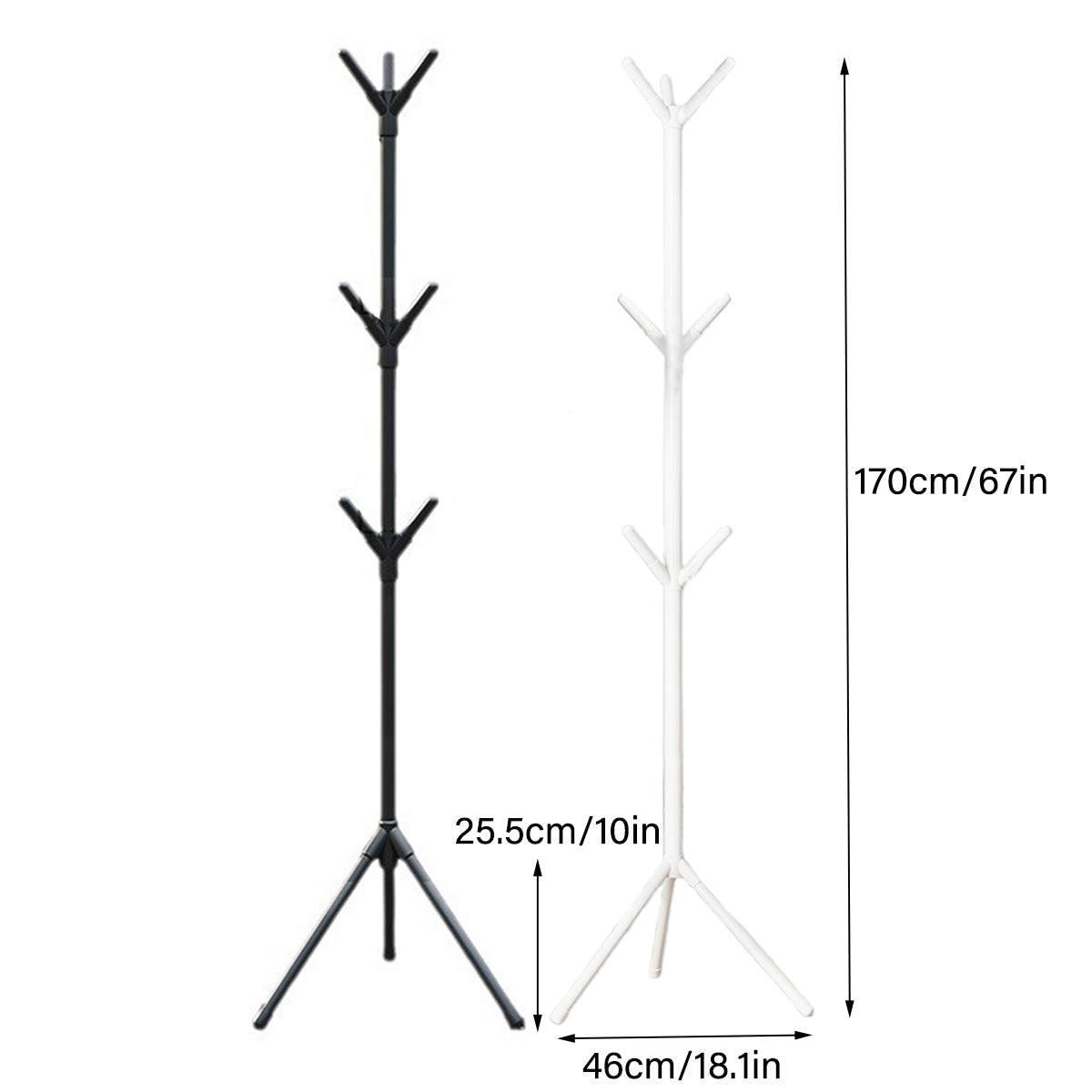 Clothing & Wardrobe Storage: 6Hooks Coat Stand Rack Clothes Hanger Hat Tree Jacket Umbrella Storage Organizer - Black
