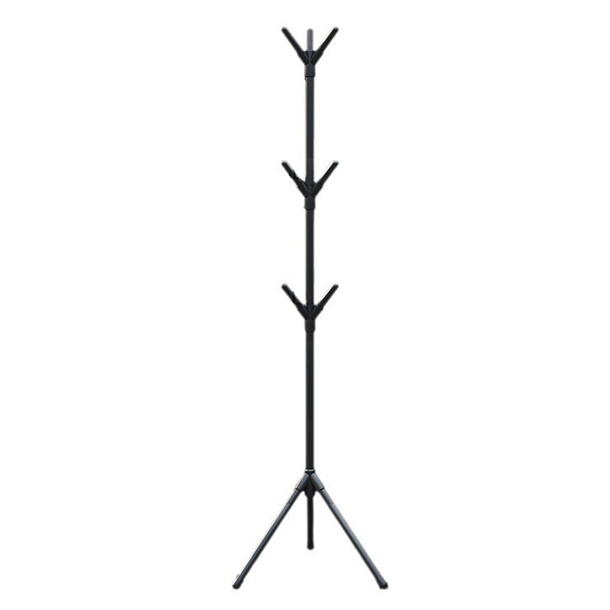Clothing & Wardrobe Storage: 6Hooks Coat Stand Rack Clothes Hanger Hat Tree Jacket Umbrella Storage Organizer - Black