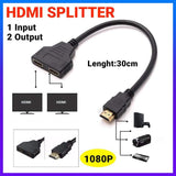 Computer Cables & Adapters: Hdmi Splitter 1 In 2 Out Cable Adapter Converter 1080P Multi Display Duplicator
