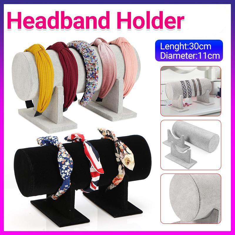 Jewellery Making Kits: Jewelry Display Stand Headband Holder Organizer Chains Velvet Storage Rack - Black