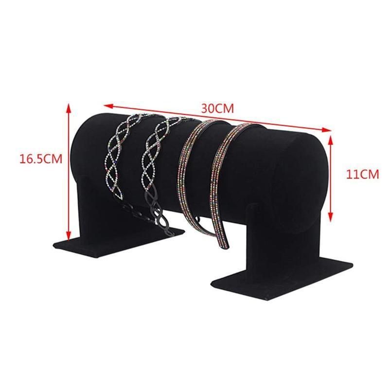 Jewellery Making Kits: Jewelry Display Stand Headband Holder Organizer Chains Velvet Storage Rack - Grey