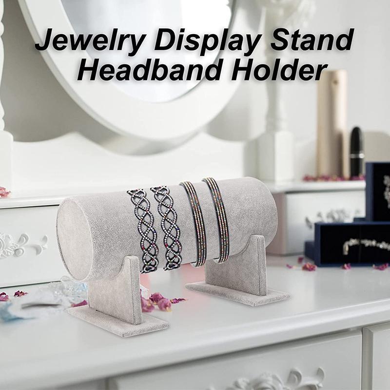 Jewellery Making Kits: Jewelry Display Stand Headband Holder Organizer Chains Velvet Storage Rack - Grey