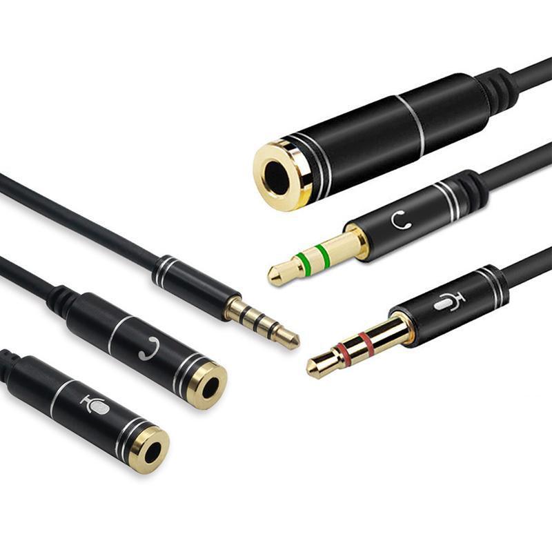 Audio Accessories: 3.5mm AUX Cable Mic Audio Splitter Extension Headphone Adapter Male to Female - 2 Male to 1 Female Jack