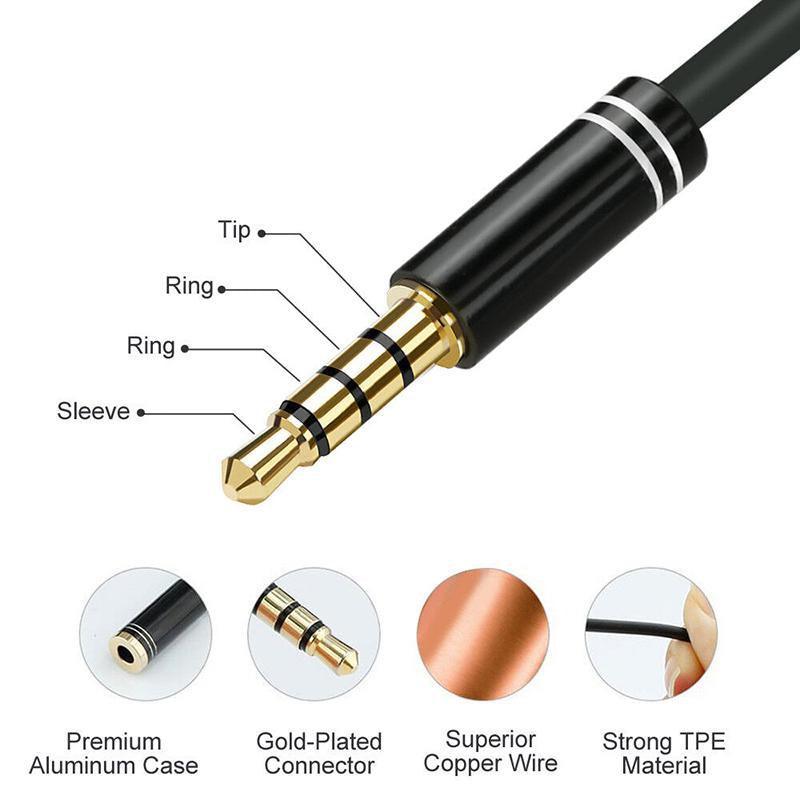Audio Accessories: 3.5mm AUX Cable Mic Audio Splitter Extension Headphone Adapter Male to Female - 2 Male to 1 Female Jack