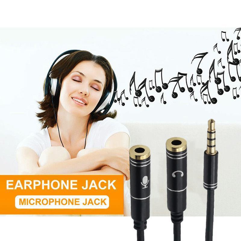 Audio Accessories: 3.5mm AUX Cable Mic Audio Splitter Extension Headphone Adapter Male to Female - 2 Male to 1 Female Jack