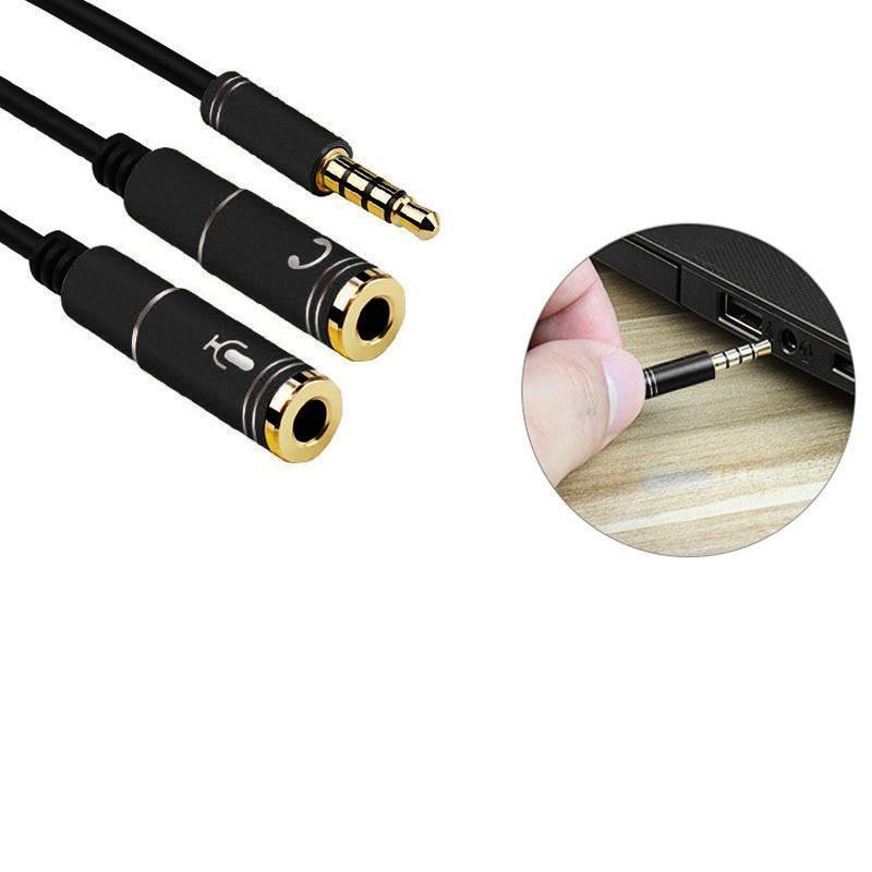 Audio Accessories: 3.5mm AUX Cable Mic Audio Splitter Extension Headphone Adapter Male to Female - 2 Male to 1 Female Jack