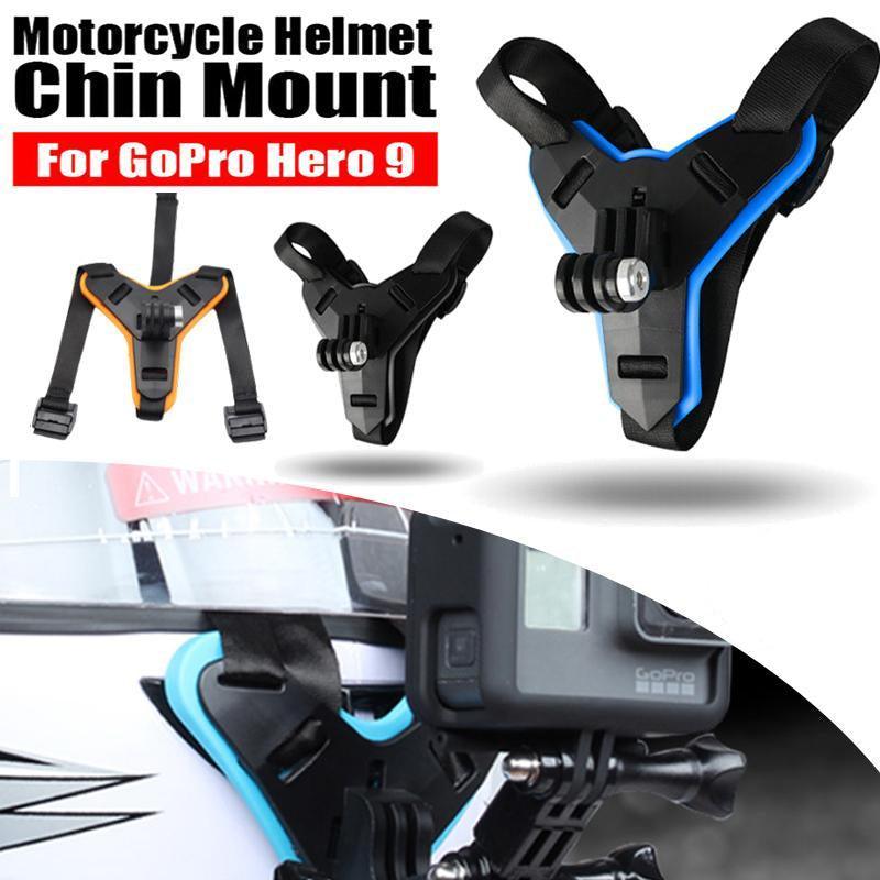 Camera Accessories: Helmet Chin Mount Holder Motorcycle Strap For GoPro Hero 9/8/7/6/5 Sports Camera - Blue
