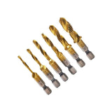 6X Hss Hex Shank Tap Drill Bits Metric Thread Screw Compound Tapping Set Tool