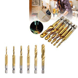 6X Hss Hex Shank Tap Drill Bits Metric Thread Screw Compound Tapping Set Tool