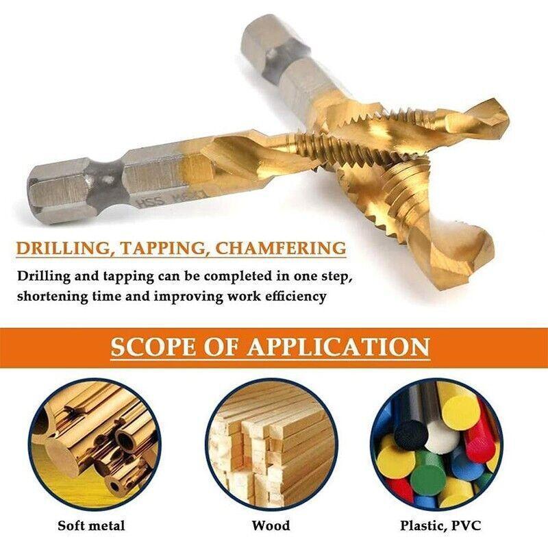 Screwdrivers: 6X Hss Hex Shank Tap Drill Bits Metric Thread Screw Compound Tapping Set Tool