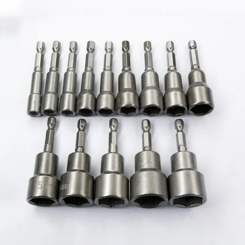 14 Pcs Magnetic Hex Socket Nut Driver Set, 1/4 Inch Hex Shank, 6-19mm